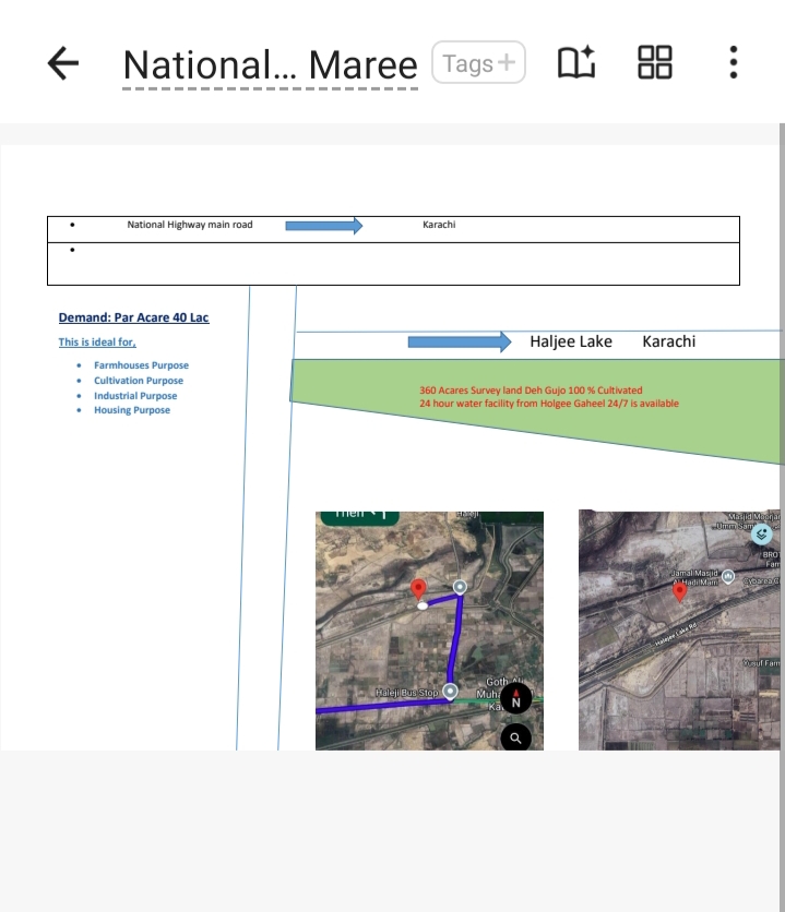 360 Acres Survey land for sale in Deh Gujjo with Halajee Jheel 
